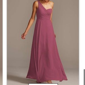 GREY Full length One-shoulder Bridesmaids dress
